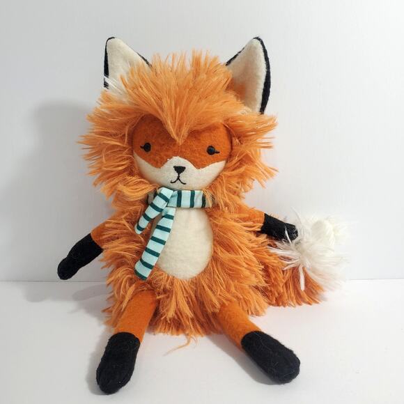 Hallmark Fox Plush Stuffed Animal Orange Striped Neck Scarf White Tip Tail 12.5" - Picture 1 of 12